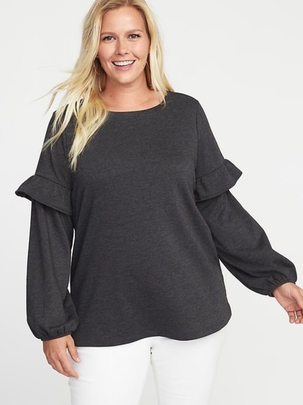Old Navy French-Terry Ruffle Sleeve Sweatshirt Pullover